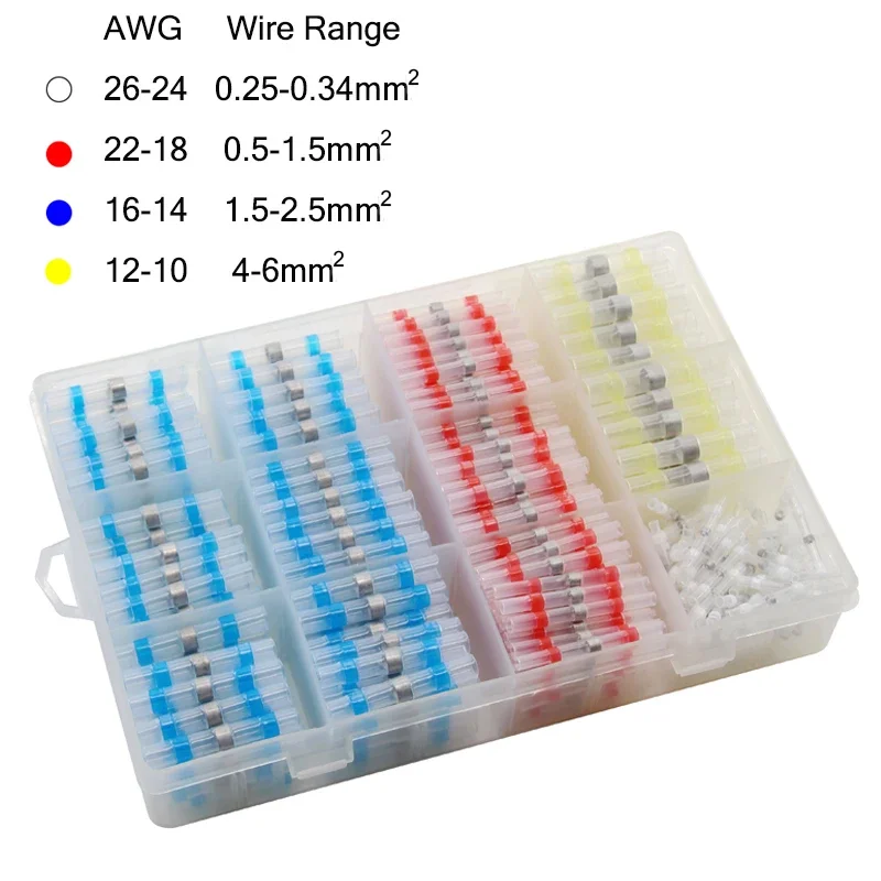 50-300Pcs Wasserdichte Schrumpfschlauch Mit Solder Isolierte Elektrische Draht Terminal Butt Splice Solder Elektrische Stecker Set