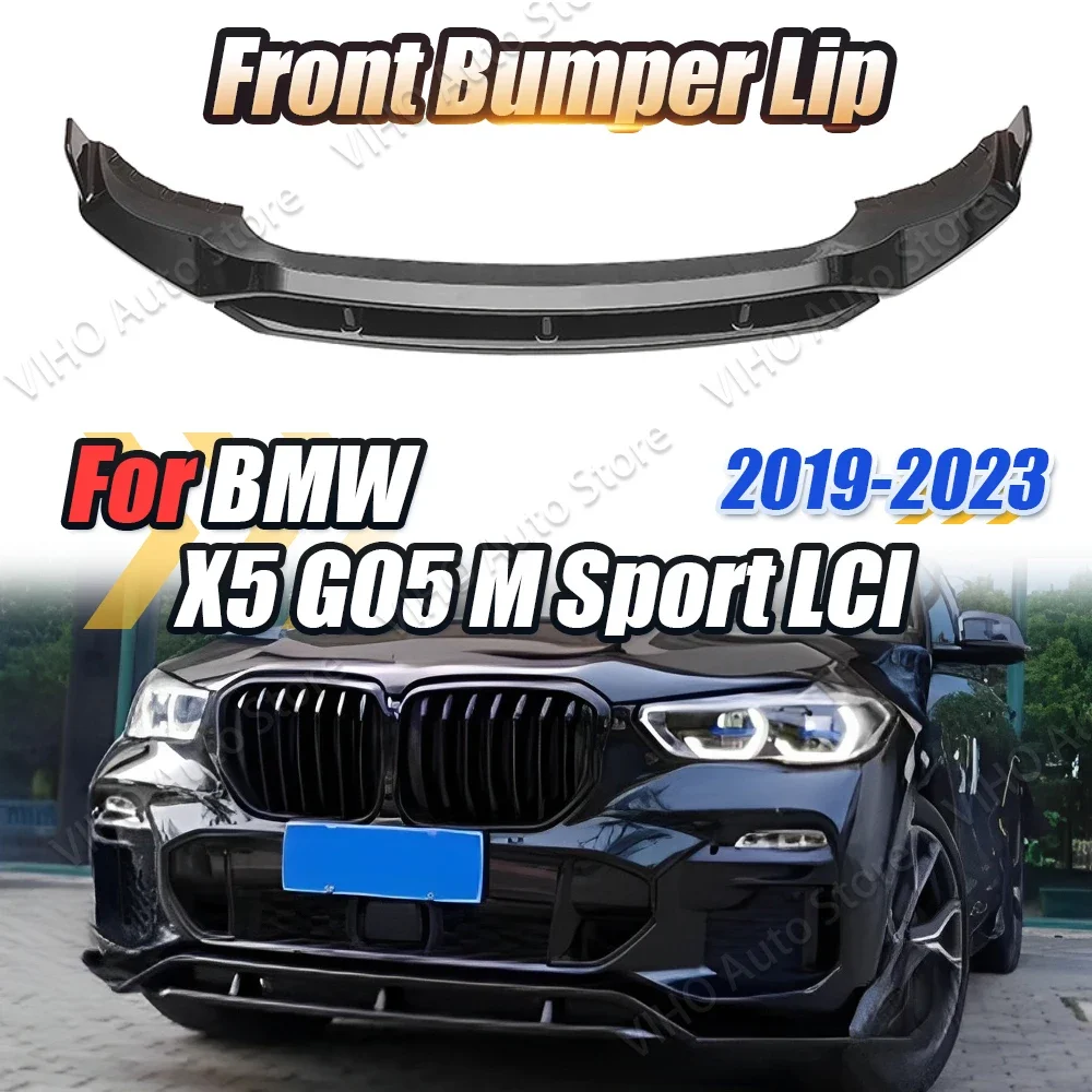 For BMW X5 G05 M Sport 2019-2023 Car Front Bumper Splitter Lip Diffuser Body Kit Spoiler Guard Body Kit Cover Tuning Gloss Black