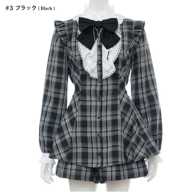 SC Set Popular Plaid Mass Production New 2023 Spring Autumn 2 Piece Sets Womens Outfits Rojita Lolita Style Dress Shorts Sets