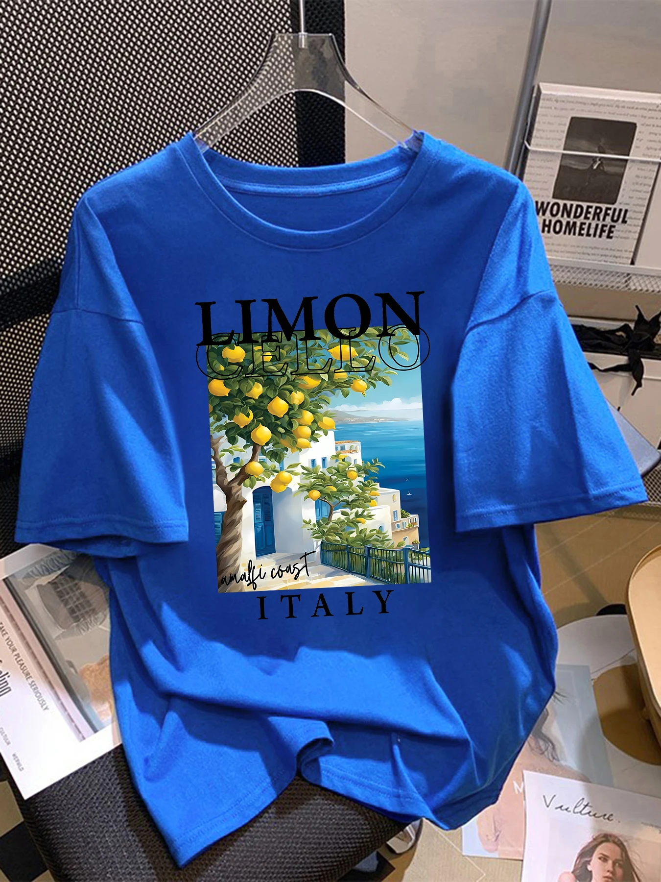 Zitrone Cello Amafli Cosat Italien Gedruckt T Shirt Frau Sommer Alle-Spiel Tops Trendy Oansatz Kurzarm Unisex Baumwolle streetwear