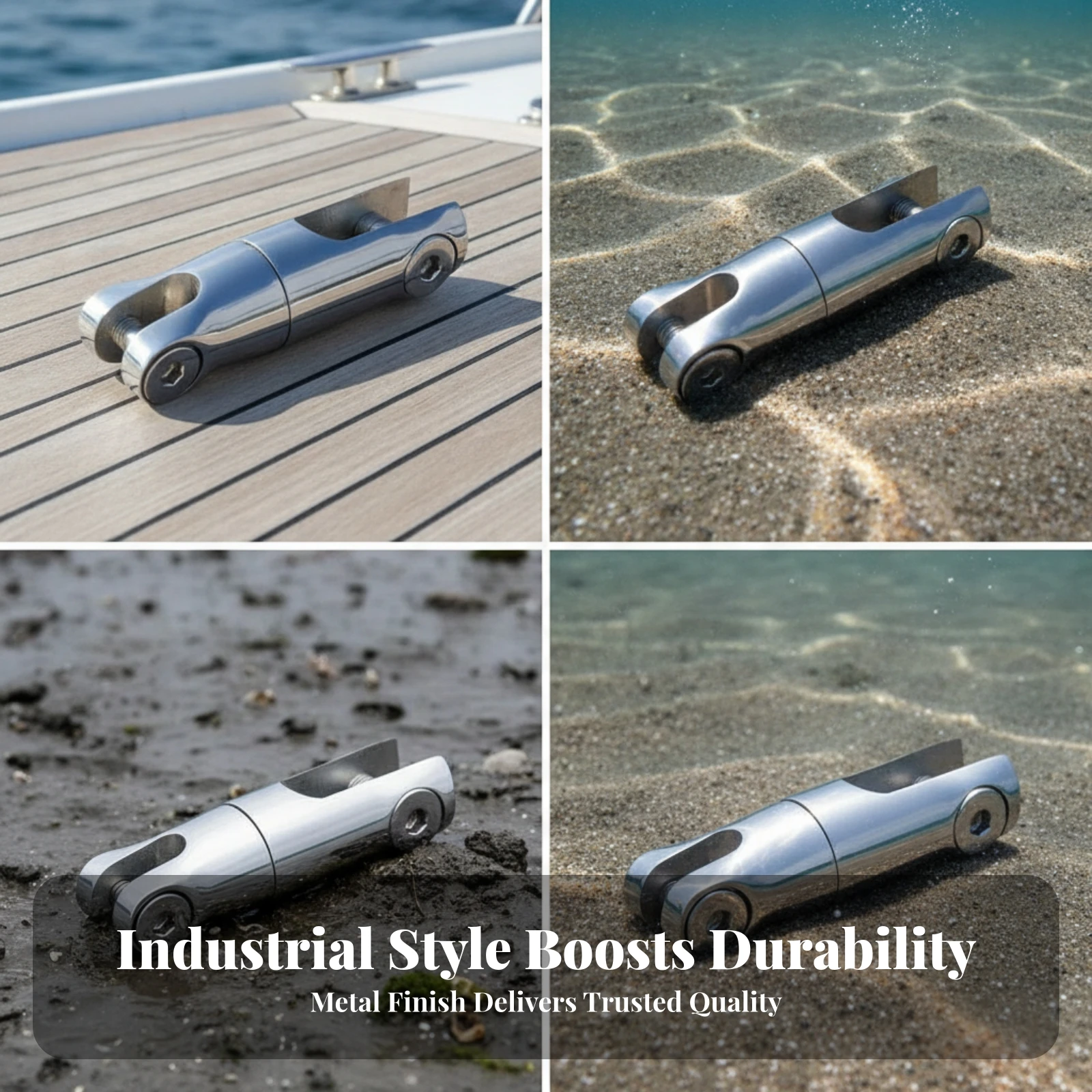 Anchor Chain Connector Polished Finish Anchor Link Connector Hinged Chain Coupling Compact Marine Hardware Corrosion Resistant