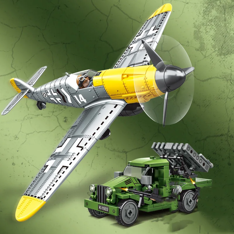 Taifun-vehículo militar alemán BF108, bloques de construcción del Ejército de la Segunda Guerra Mundial, figura de ladrillo, BM-13 de la Unión Soviética, juguetes de artillería de cohete