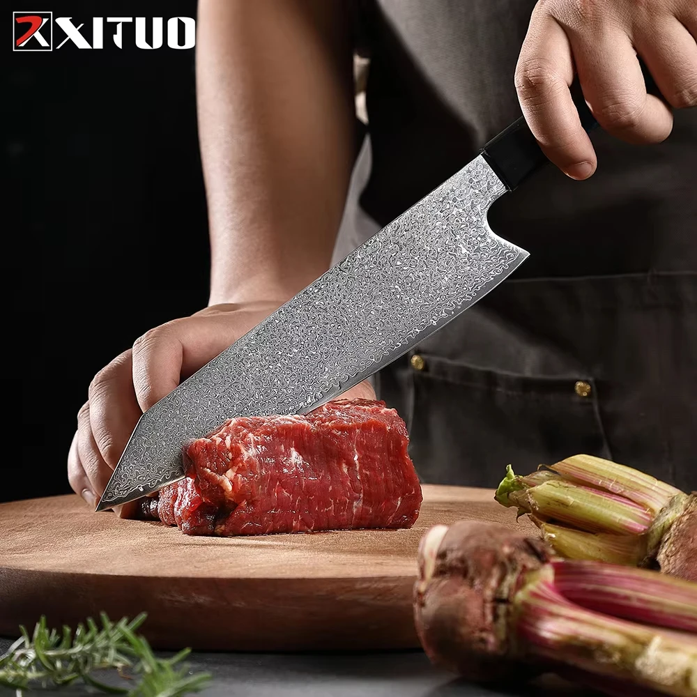 XITUO High Quality Damascus Steel Chef's Knife Japanese VG10 High Carbon Stainless Steel Sharp Kitchen Slicing Vegetable Cleaver