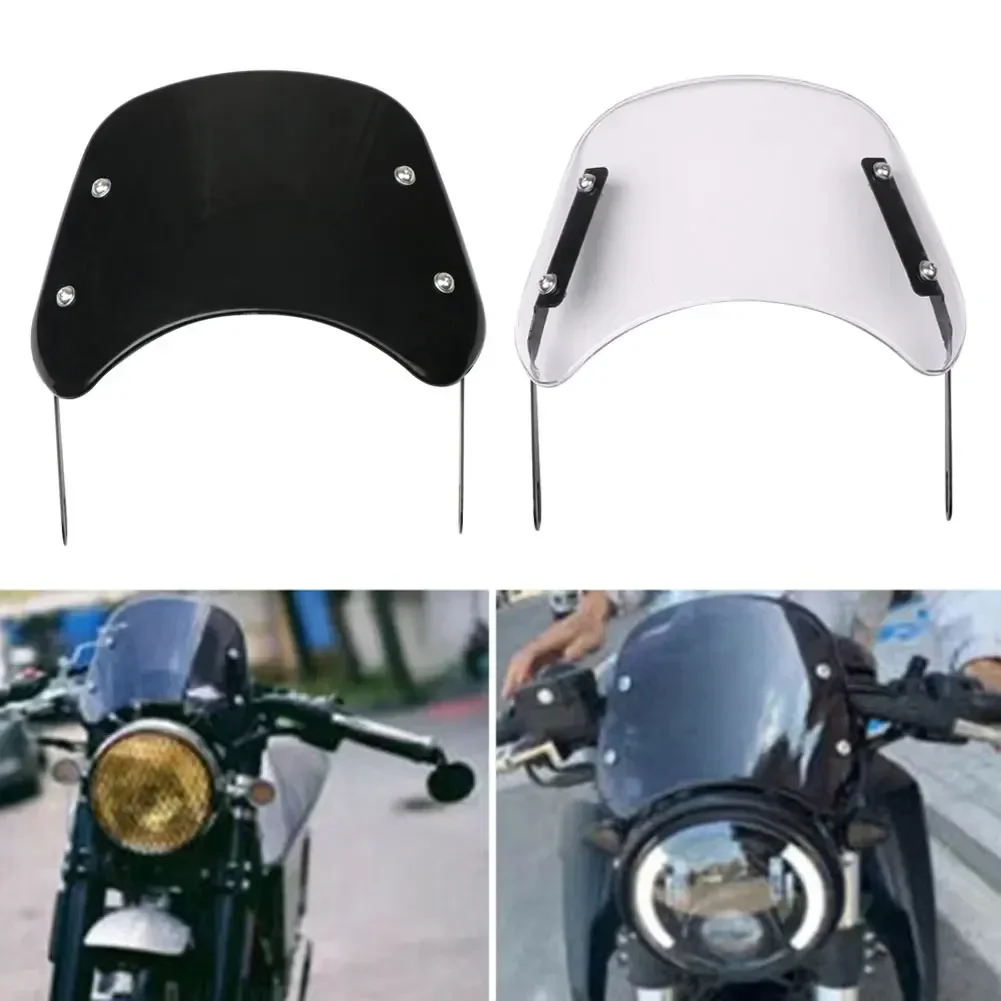 Motorcycle Universal Black Windshield Wind Deflector Windscreen Fairing For Harley Honda Yamaha Kawasaki Suzuki Cafe Racer