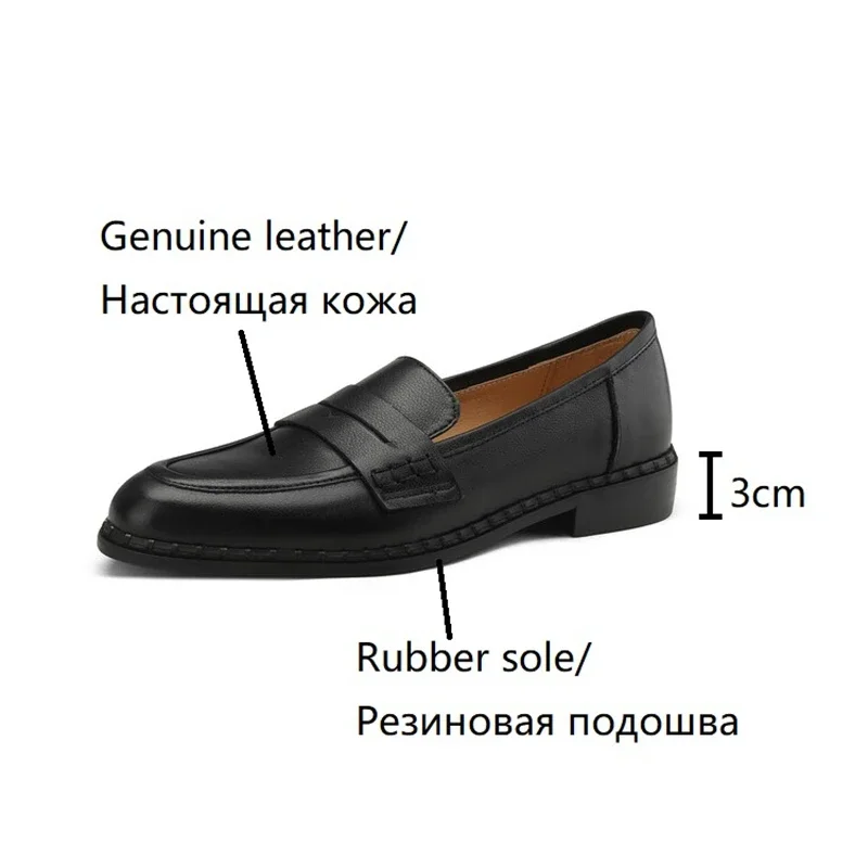 NOWOŚĆ Wiosna/Jesień Kobiety Loafers Genuine Leather Shoes for Women Square Toe Low Heel Women Pumps Concise Retro Soft Black Shoes