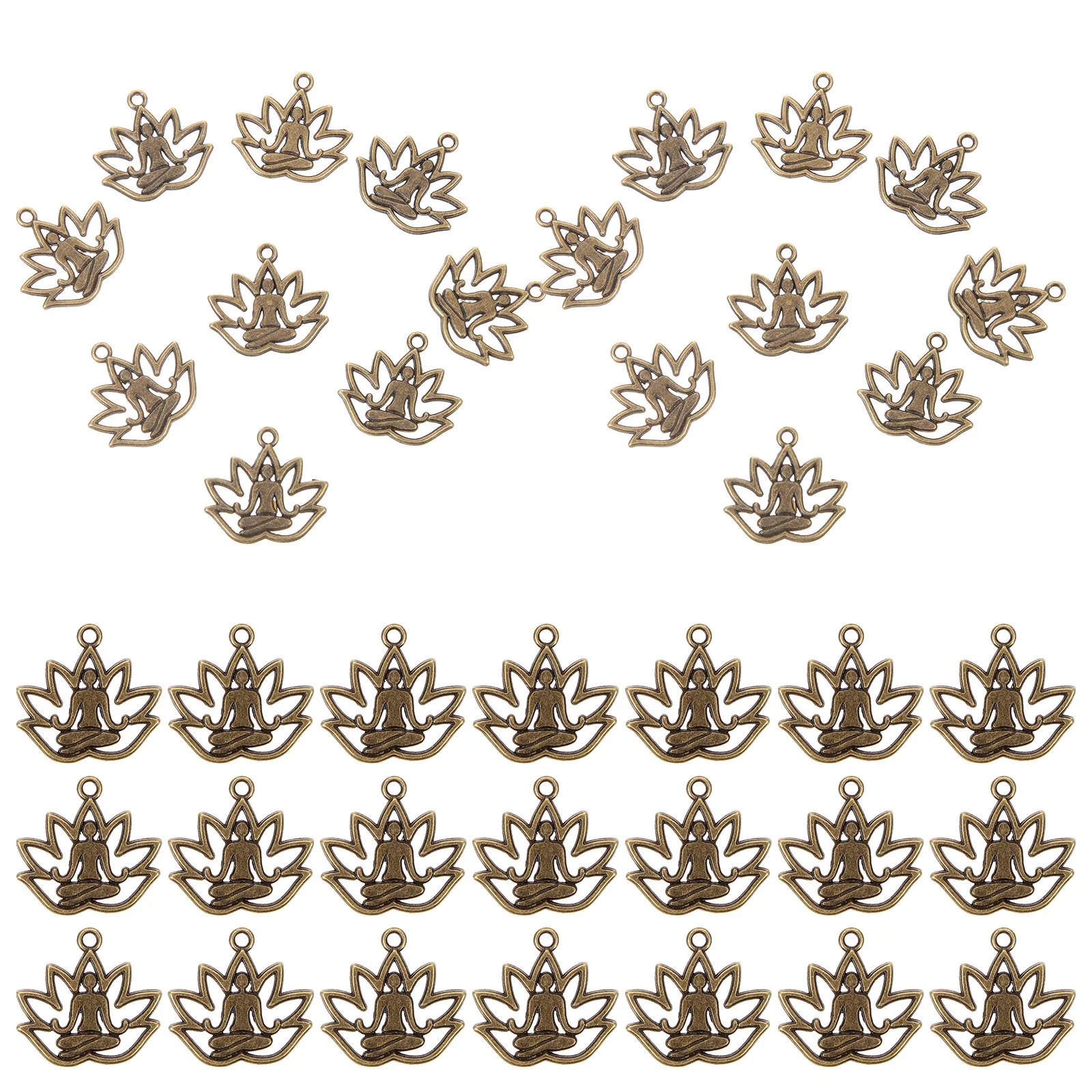 

100Pcs Hanging Buddha Lotus Pendant Alloy Charm Retro Creative Keychain Ornament Home Desktop Decoration Alloy Pendant