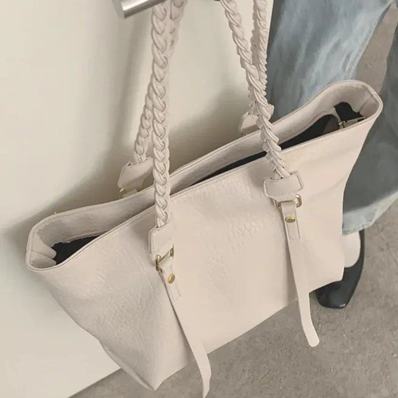 Women's Handbag, Single Shoulder Bag Large Capacity New Casual Simple Solid Color Versatile Woven Single Shoulder Commuting Bag