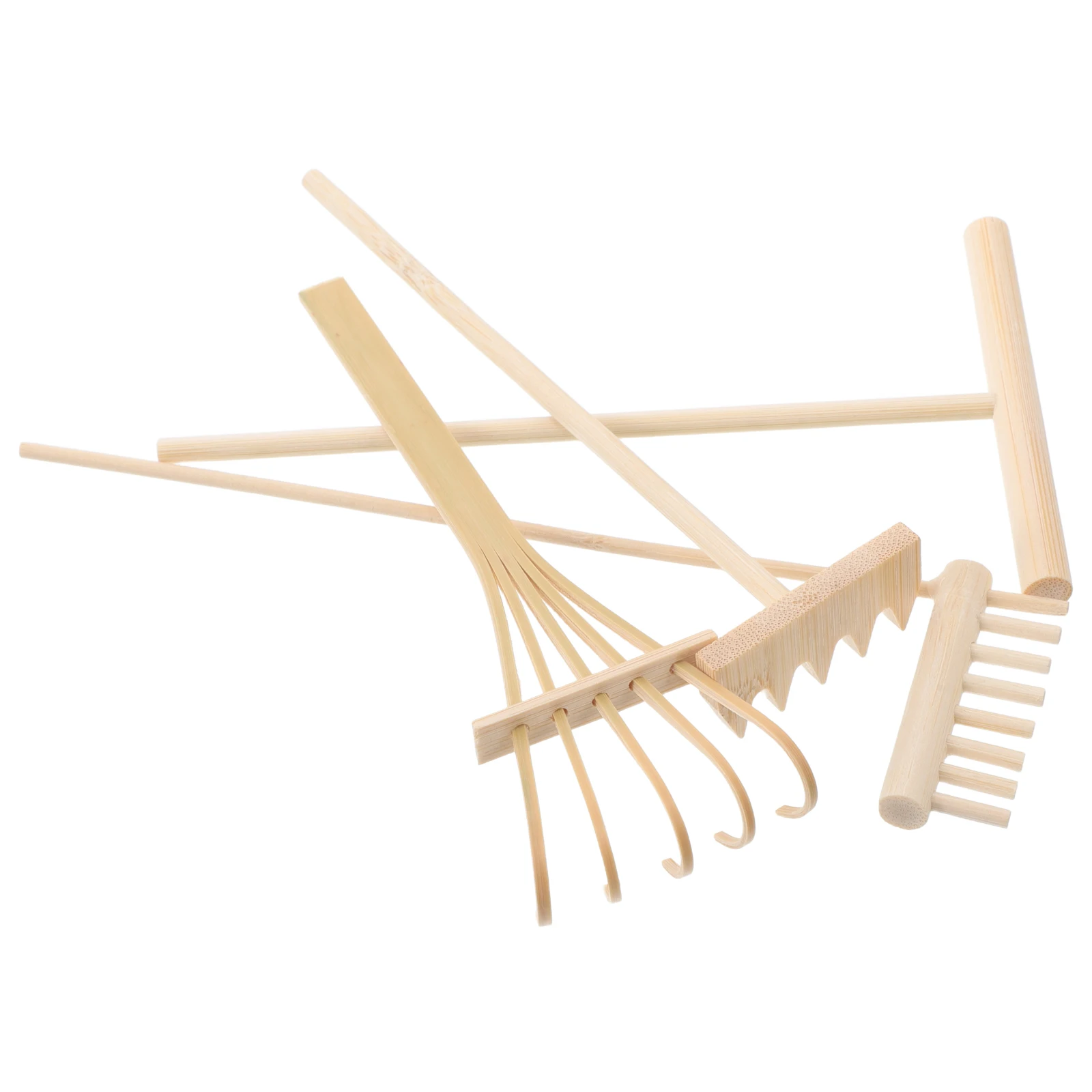 

4 PCS Zen Sand Table Bamboo Home Garden Decor Decorative Rakes Mini Wooden Decoration