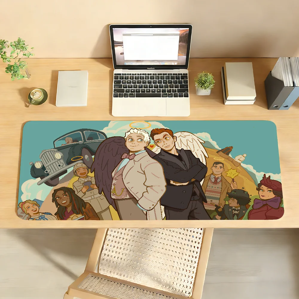 Cartoon Good Omens TV Mouse Pad Non-slip Locking Edge DeskMat PC Laptop Accessories Rubber Office Keyboard Large Game XXL Carpet