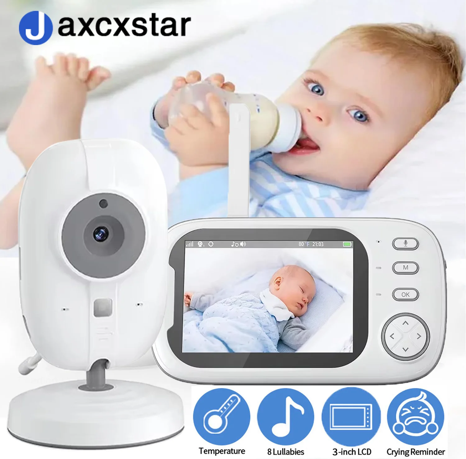

3.5-inch Display Baby Monitor ABM600 Breastfeeding Timing Baby Monitor Cries Two-way Intercom Night Vision Music Sleep Lullaby