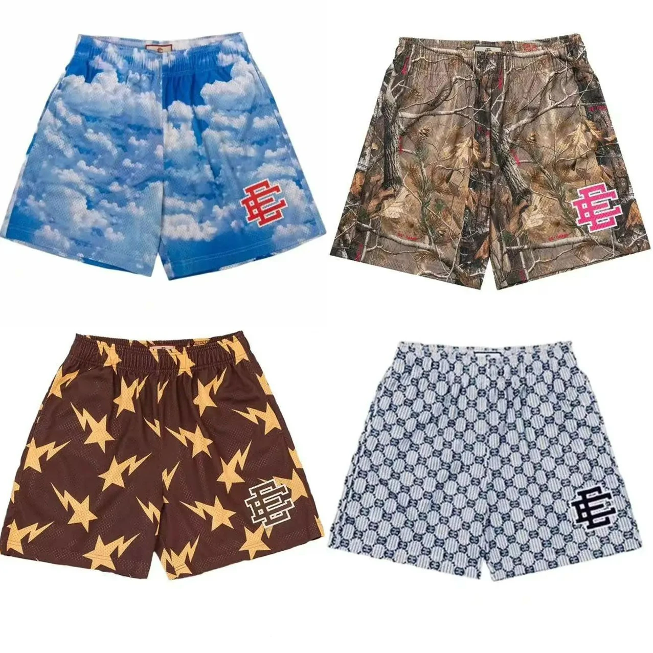 EE. Eric Emanuel-pantalones cortos de playa para hombre y mujer, Shorts deportivos para entrenamiento, gimnasio, trotar, malla, informales, Verano