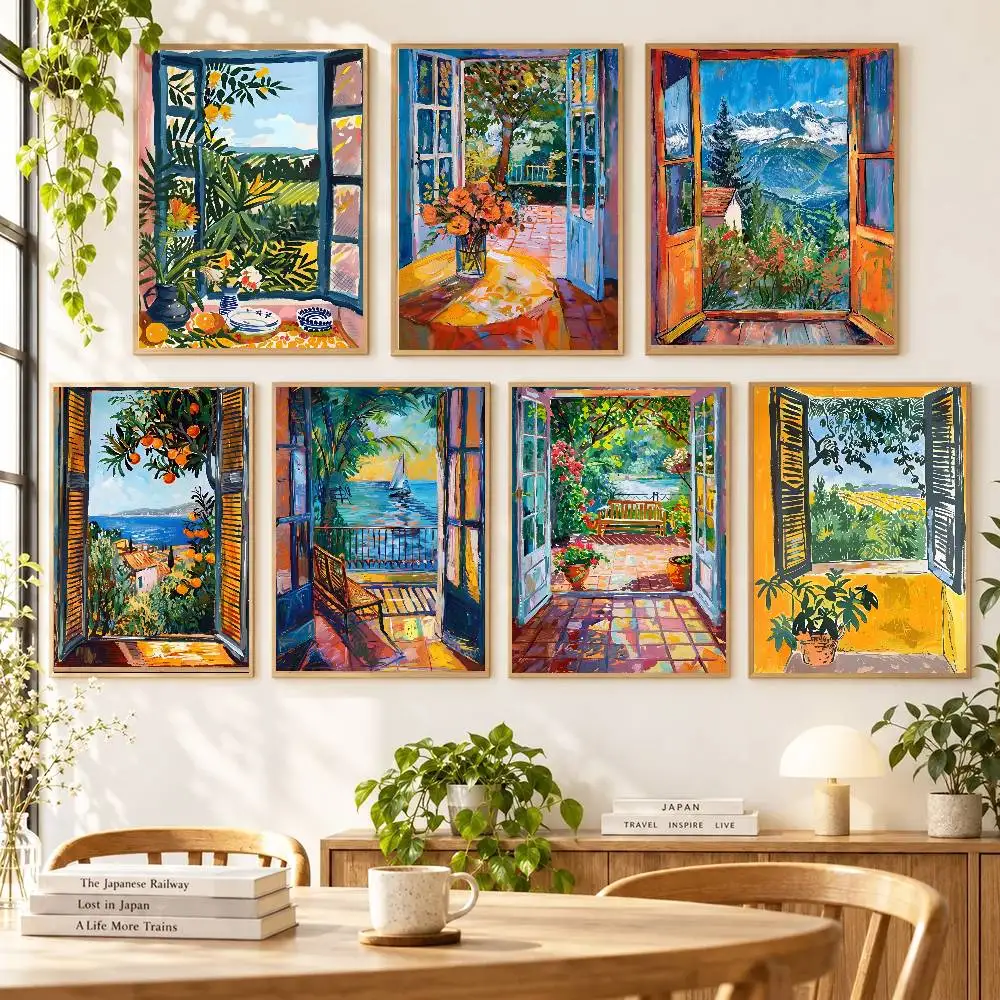 Open Window Henri Matisse Style Poster Self-adhesive Art Room Entrance Restaurant Wall Decor Art Painting