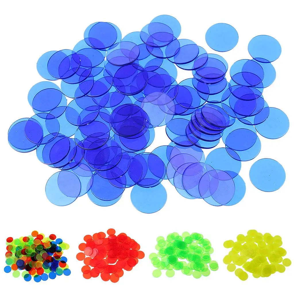 100 Pieces Transparent Color Counters Counting Bingo Chips Plastic Markers