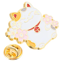 Cartoon Brooch Alloy Breastpin Fortune Cat Collar Button Animal Japanese Style Corsage Badge