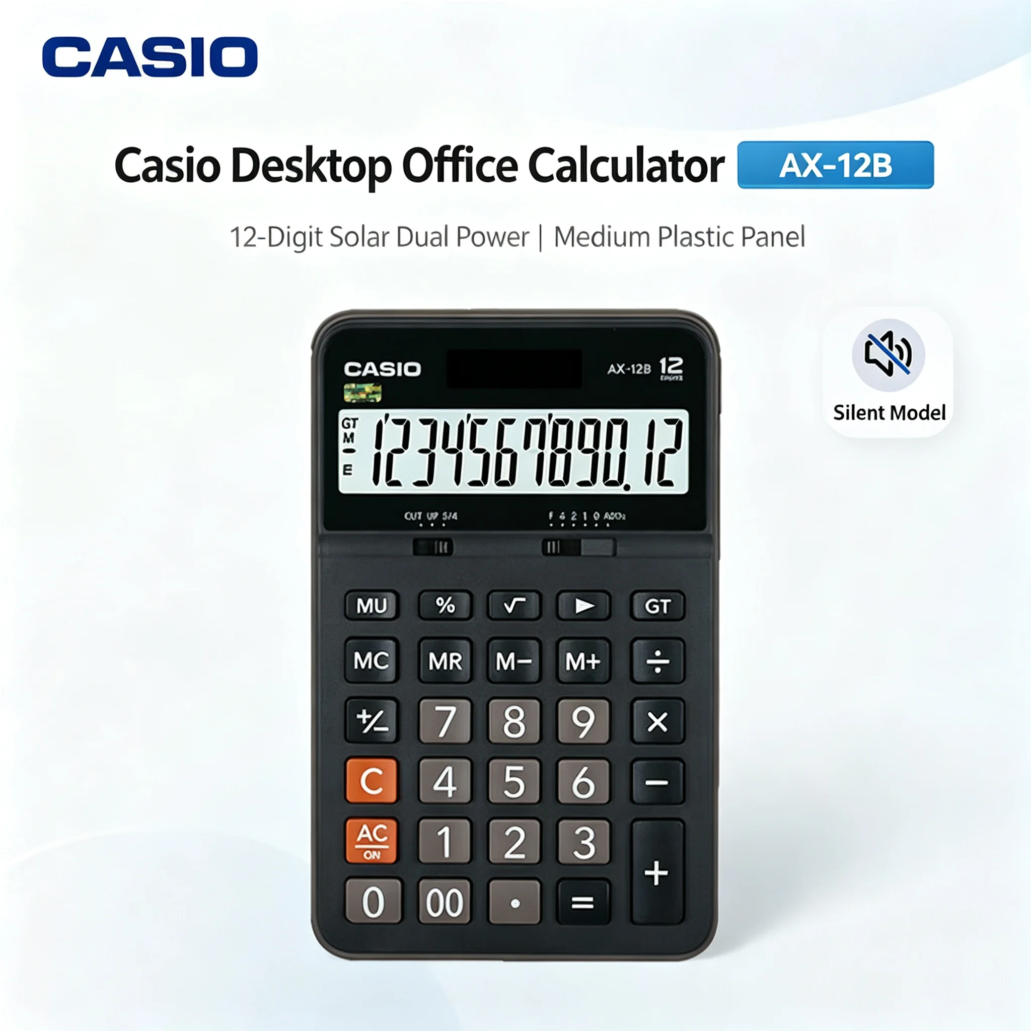 CASIO Genuine AX-12B Desktop Calculator, 12-Digit Large Display for Office Accounting, Business & Financial Calculation