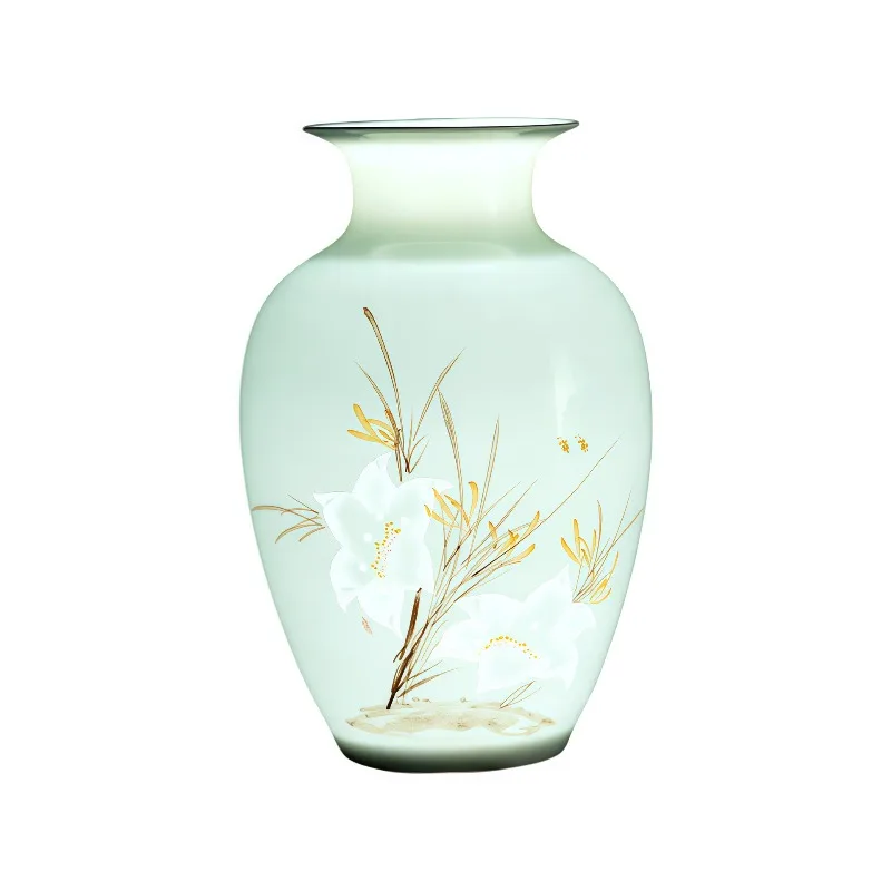 Jingdezhen ceramics small vase desktop entrance decoration ornament hand-painted engraving exquisite national color and natural