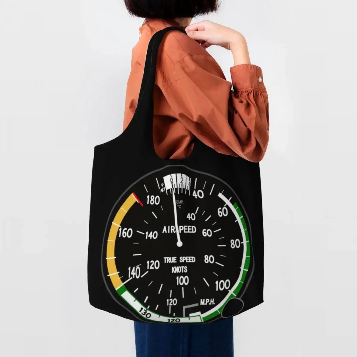 

Aviation Instruments Shopping Canvas Bags Women Large Capacity Groceries Airplane Pilot Aviator Gift Tote Shopper Bags Handbags