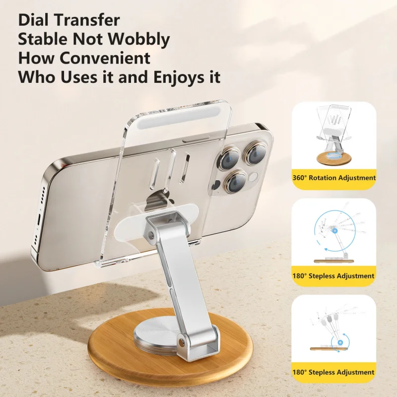 Acrylic Cell Phone Stand Transparent Phone Stand Desktop Table for iPhone 14 ProMax Samsung Huawei Xiaomi Phone Holder Rotatable