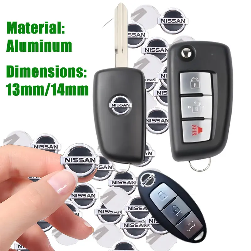 الألومنيوم مفتاح السيارة شارة شعار استبدال ملصقات مفتاح السيارة لنيسان DAYZ ليفينا روكس سنترا ألتيما كيوب ميكرا ملاحظة العكس ركلات
