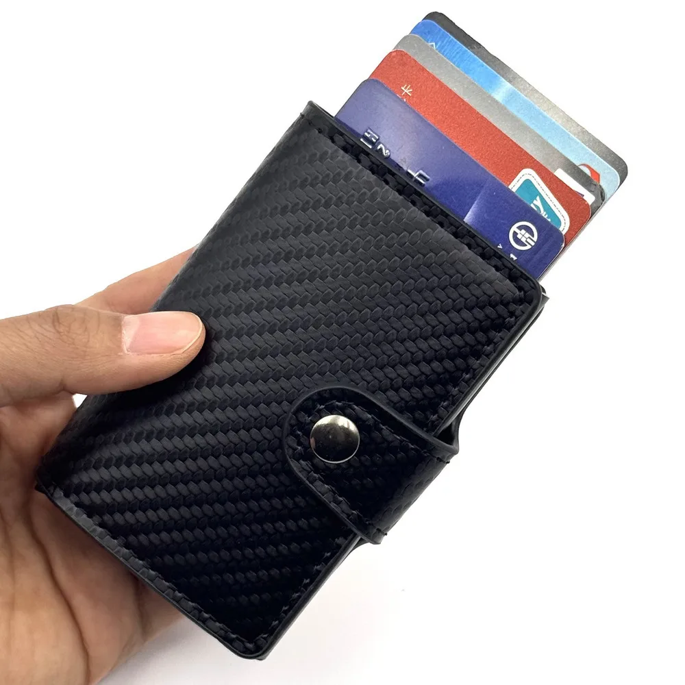 

Men's Holder Anti-theft Anti-magnetic Buckle Case Coin Purses Holders Credit Holder Rfid Smart Thin Slim Pop Small Black Vallet