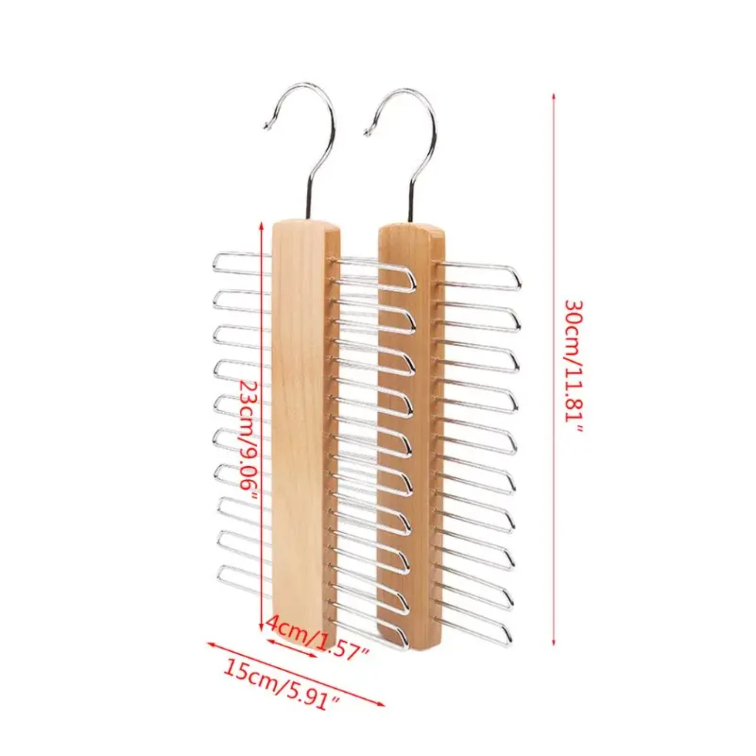 4X7B Wooden 20  Tie Rack Hanger - Scarf, Belt, Accessory Organiser