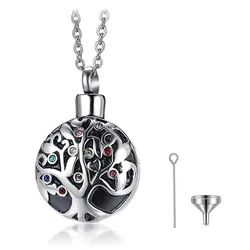 Tree of Life Cremation Jewelry for Ashes Memorial Ash Jewelry Pendant Keepsake Pet Lost Jewelry Stainless Steel Urn Necklace