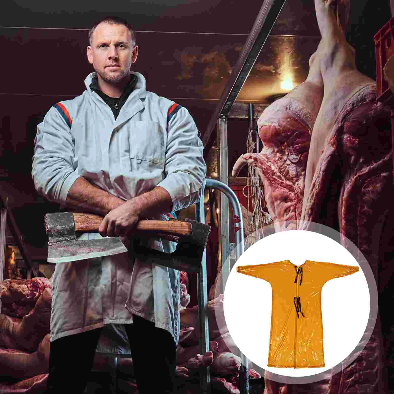 Overalls for Men Waterproof Work Clothes Smock Slaughter House Apron Elastic Cuff Yellow Splash-proof Wear-resistant Man