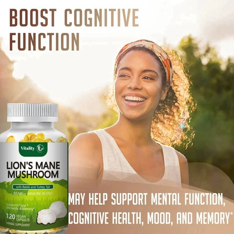 Vitality Lion\'s Mane Mushroom Extract Supplement for Mood and Sleep Health, Non-GMO, Gluten-free