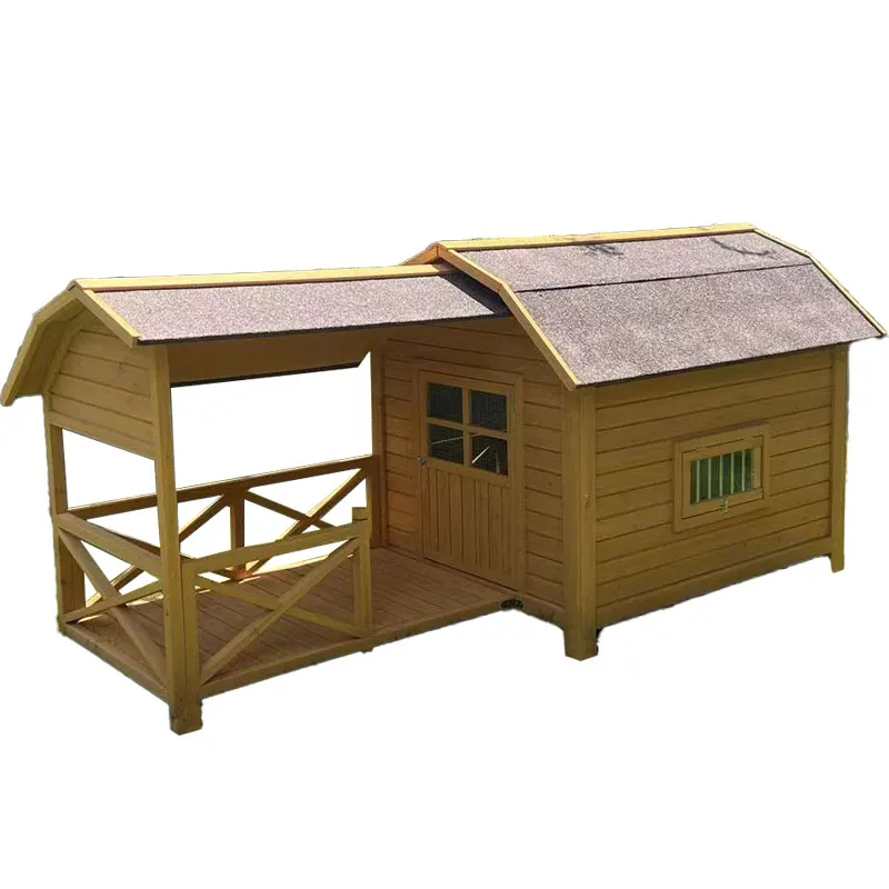 Outdoor Dog House Air Conditioning Villa Solid Wood Large Balcony Space Four Seasons Universal Kennel