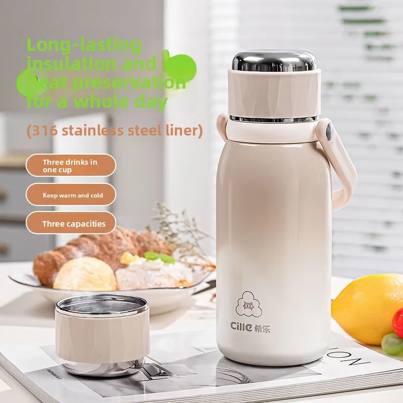 

Xile Thermos Cup Women's 2024 New Straw Cup 316 Stainless Steel Cup Large Capacity Boys Portable Thermal Insulation Pot