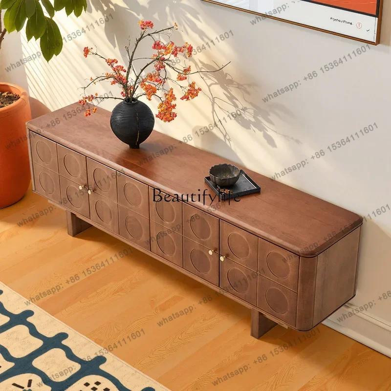 LD Medieval Style Floor-to-ceiling Cabinet French Living Room Solid Wood Retro Wall Cabinet
