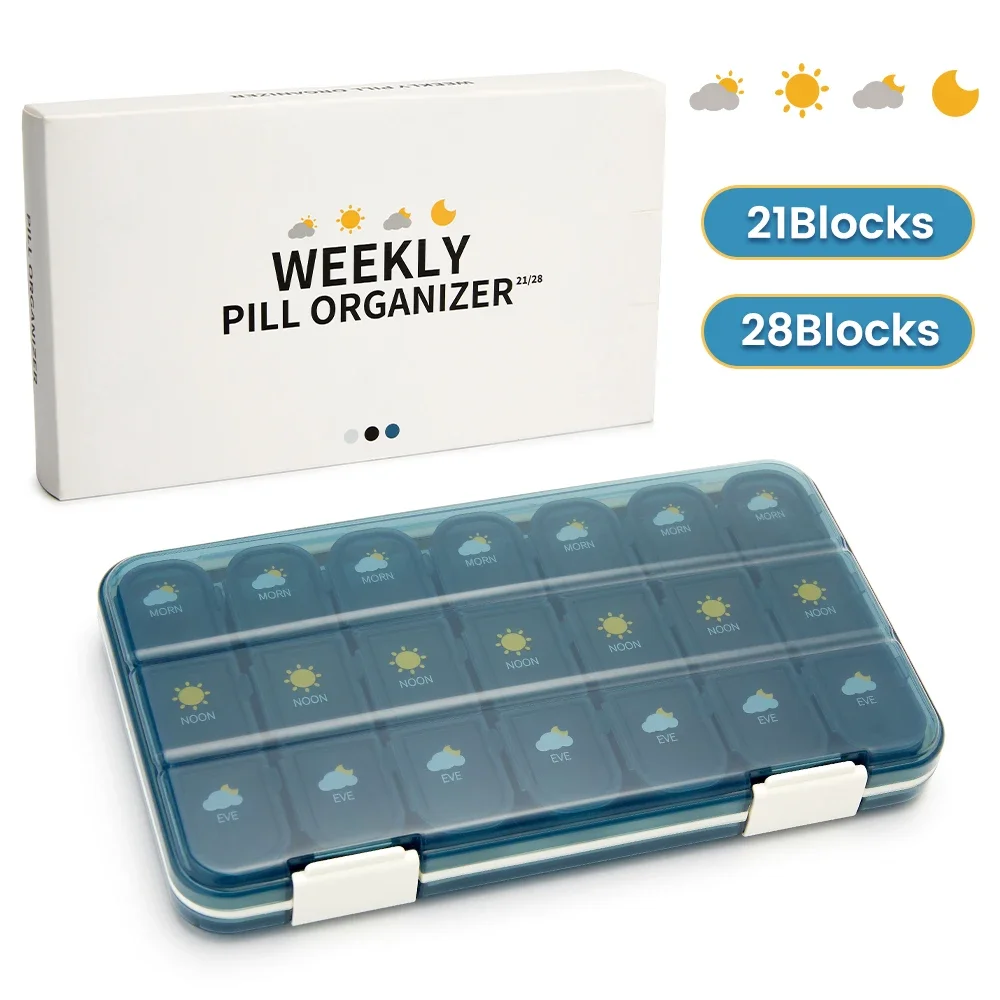 

21/28Grid Pill Box Large Capacity Pill Box Pill Medicine Storage Pill Box Weekly Vitamin Organizer Pastillero Moisture Resistant