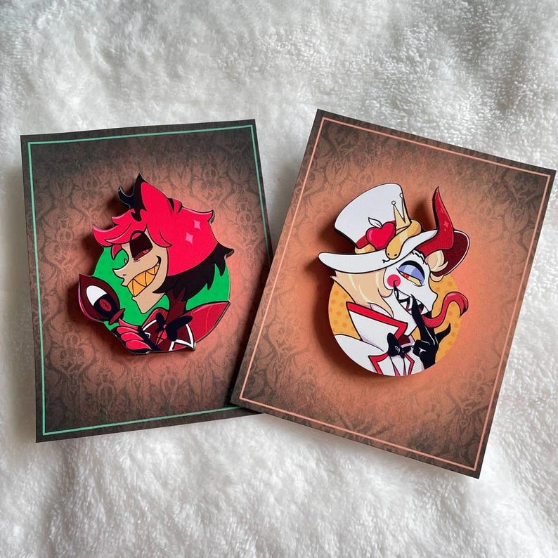 Hazbin Hotel Alastor and Lucifer Wooden Pins