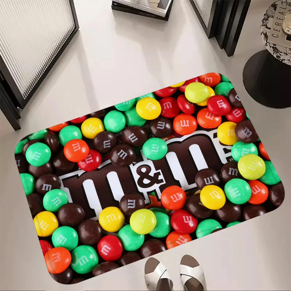 Door Mat M&M Candy Snacks Balcony Non Slip Carpet for Kitchen Rugs Floor Mats Super Absorbent Bathroom Rug Foot Doormat Entrance