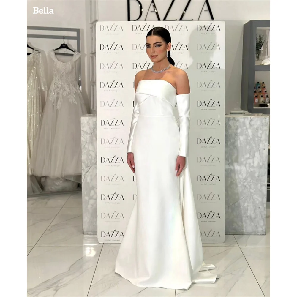 

Bella Customized Off Shoulder Mermaid robes de soirée 3/4 Length Sleeve Party Dresses Court Train Floor-Length Prom Dress 2025