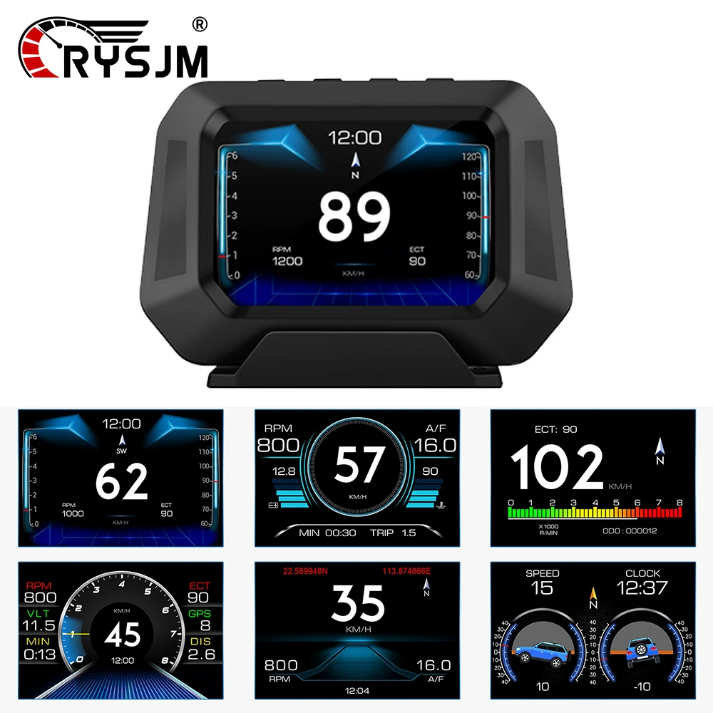 

Индикатор угла наклона P21 OBD+GPS HUD для внедорожников 4x4, измеритель скорости, напряжения и угла наклона, проекционный дисплей OBD2, автомобильные аксессуары с сигнализацией
