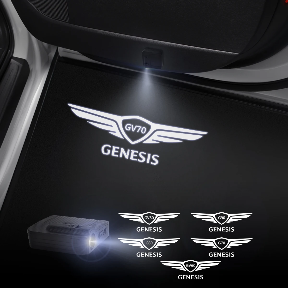 Luces de bienvenida para puerta de coche, proyector láser con logotipo, accesorios de detección inalámbrica, para Genesis G70, G80, G90, GV70, GV80,