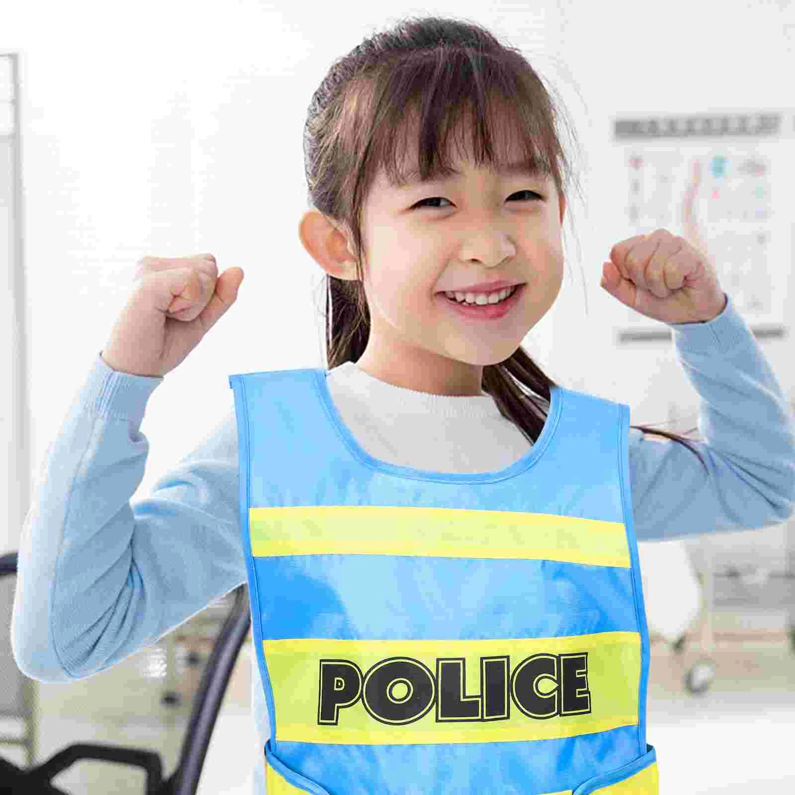 Police Costume Vest for Toddler Children Cosplay Kids Uniform Fabric Woman Boys