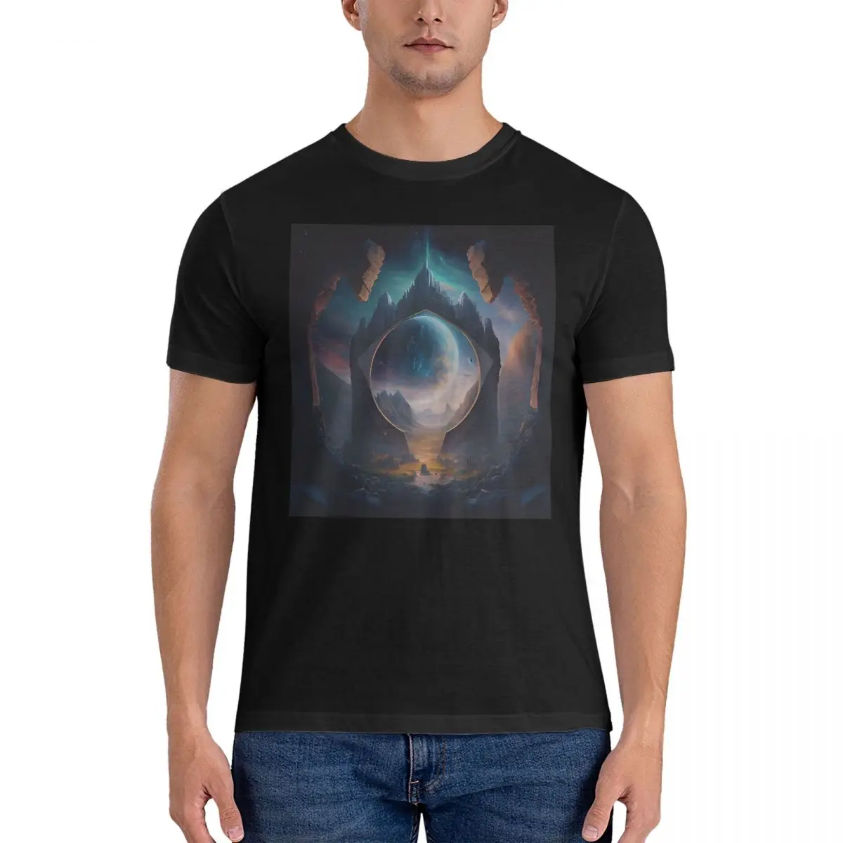 Men T-Shirts Full Spectrum Stargates And Inner Earth Portals Novelty Cotton Tee Shirt Short Sleeve Portals T Shirts Round Colla