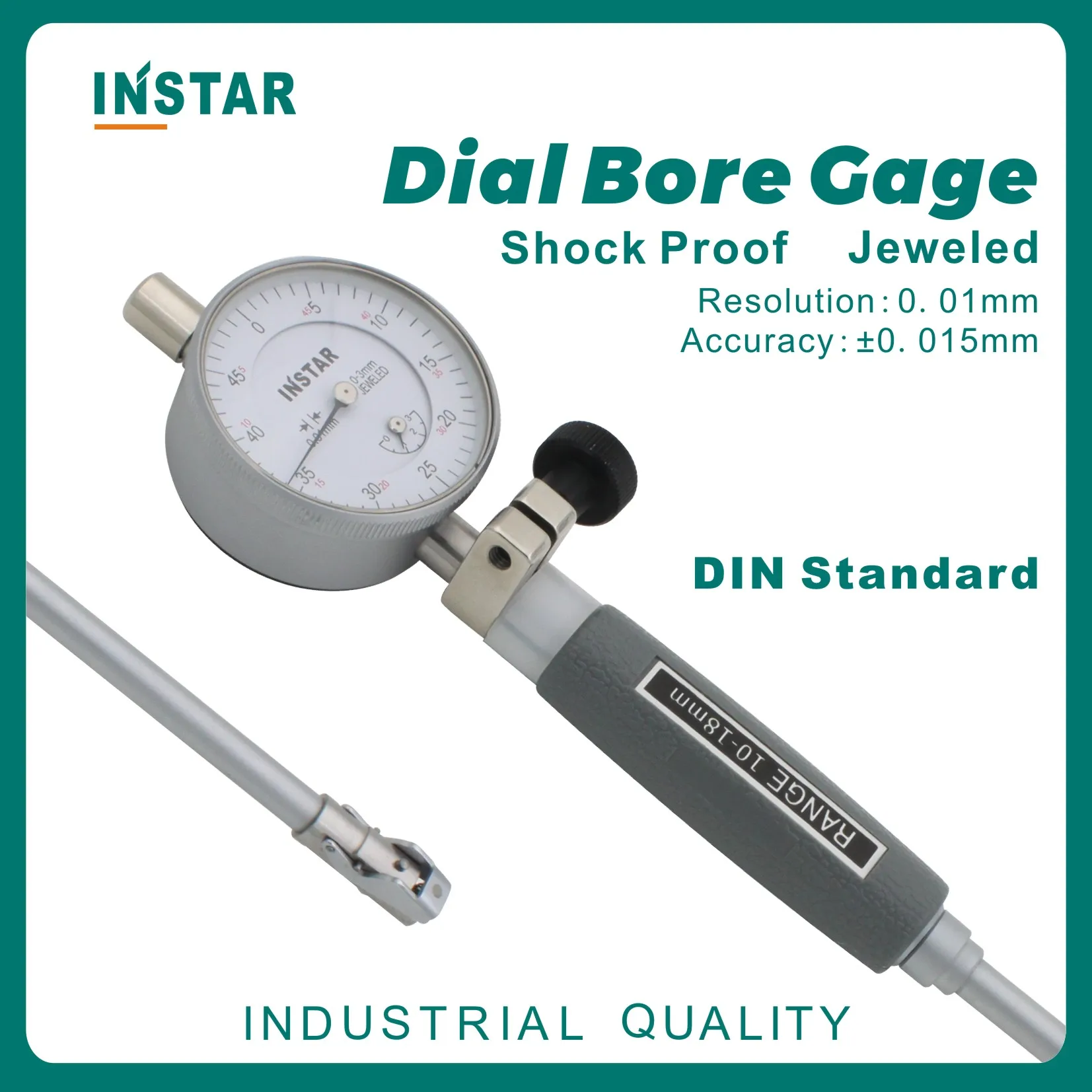 

INSTAR Dial Bore Gauge 10-18mm 0.01mm Small Dial Shock Proof Industrial Quality Dial Gauge 18-35mm 50-160mm DIN Standard