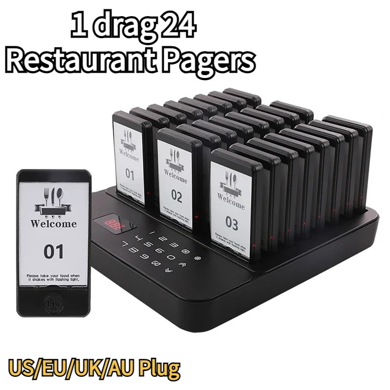 restaurante pager sistema de chamada sem fio 24 porta copos buzzer beeper campainha receptores para bar cafe caminhao de comida hotel igreja 01