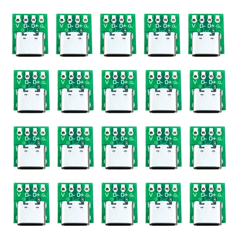 AA58 10 Pcs Female Connector USB Type C Breakout Board with PCB Converter Board for Data Line Wire Cable Transfer