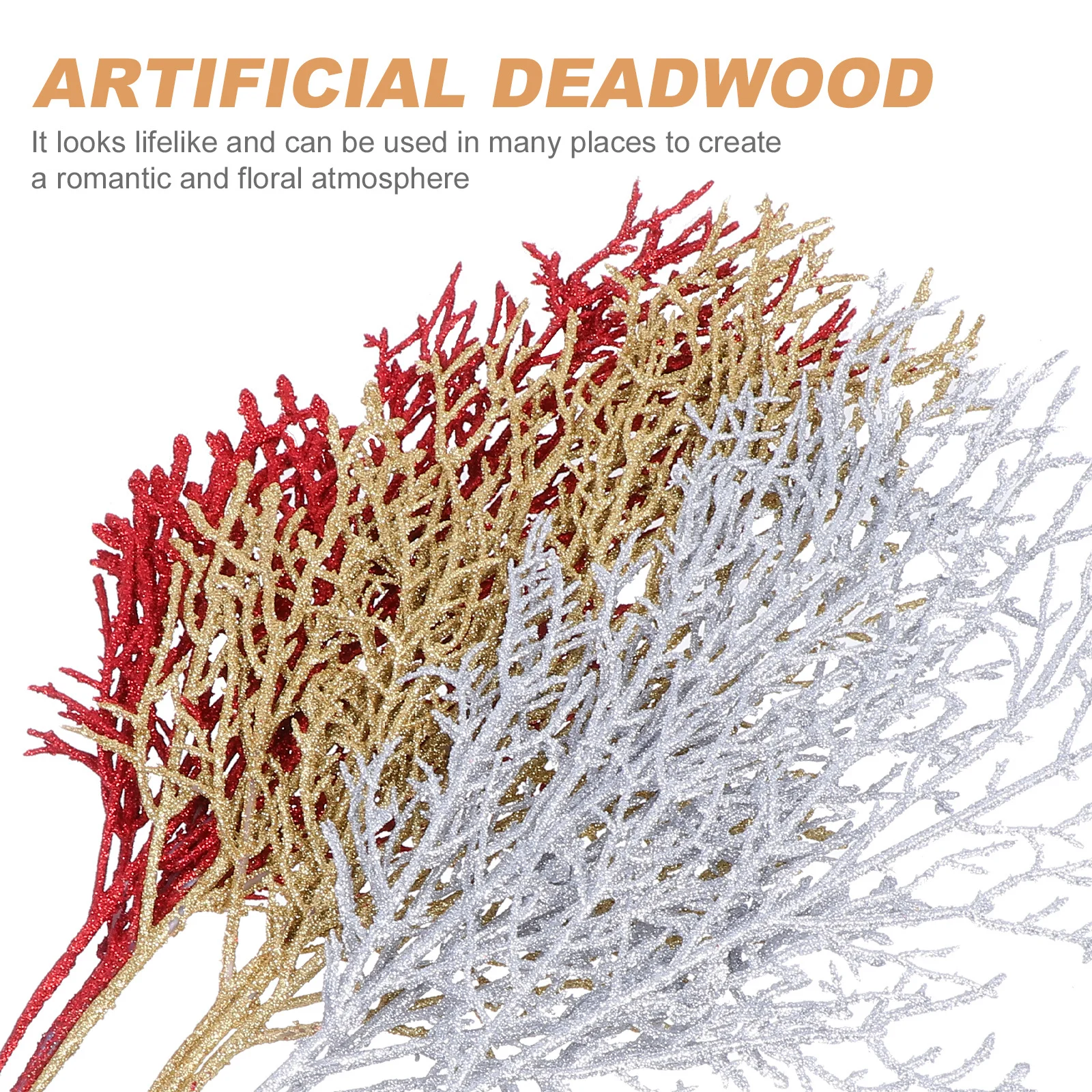 

12Pcs Simulation Dead Branch Artificial Plant Decor Glitter Powder Xmas DIY Floral Arrangement Christmas Home Decorations