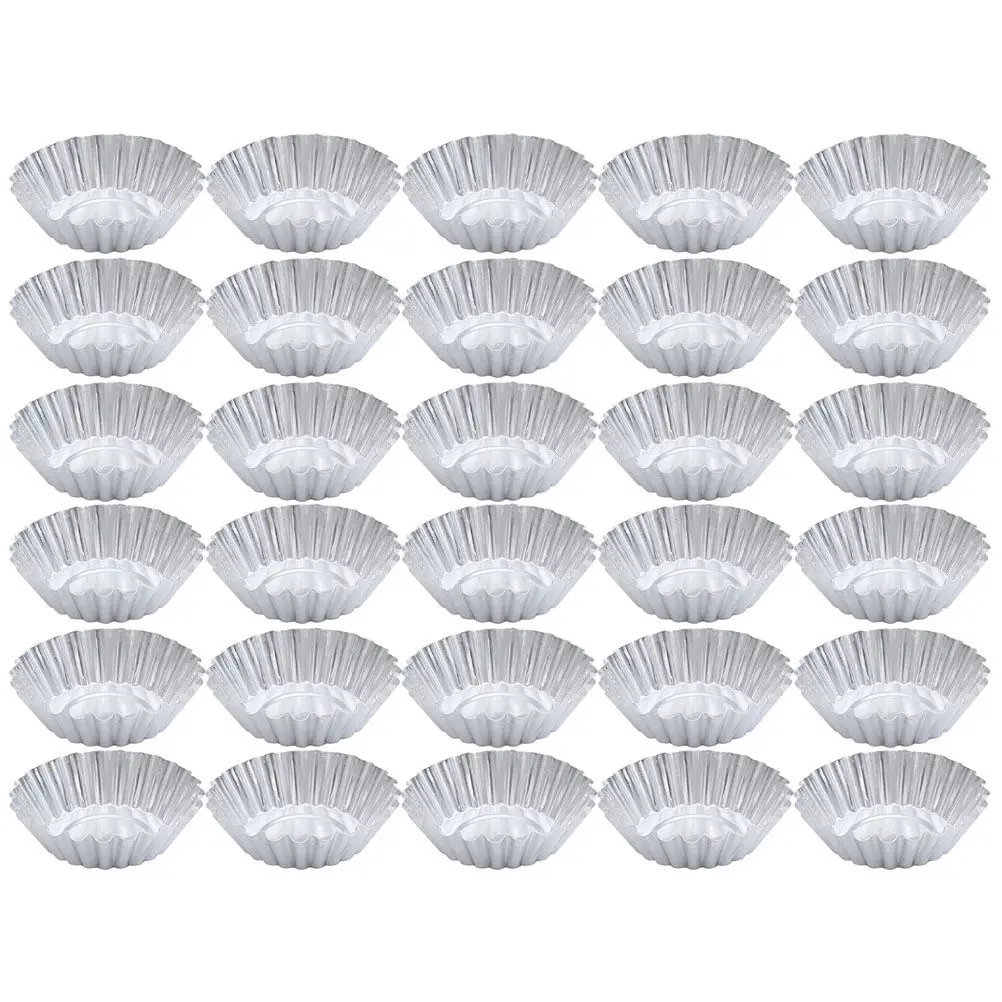 46Pcs Oxidation Resistant Aluminum Alloy Egg Tart Molds Quick Heat Conductive Nonstick Baking Cups for Small Cakes Pies Desserts