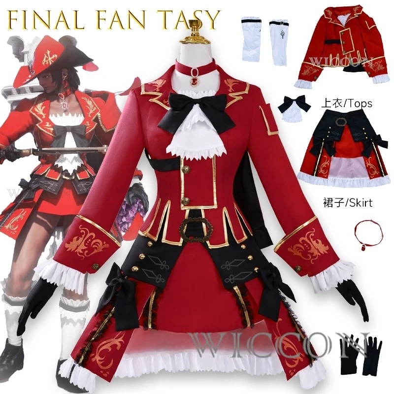 

Halloween FinalFant asy Red Mage Cosplay Costume Black Red Robe Sword Mage Full Set Adult Anime Cosplay Outfits