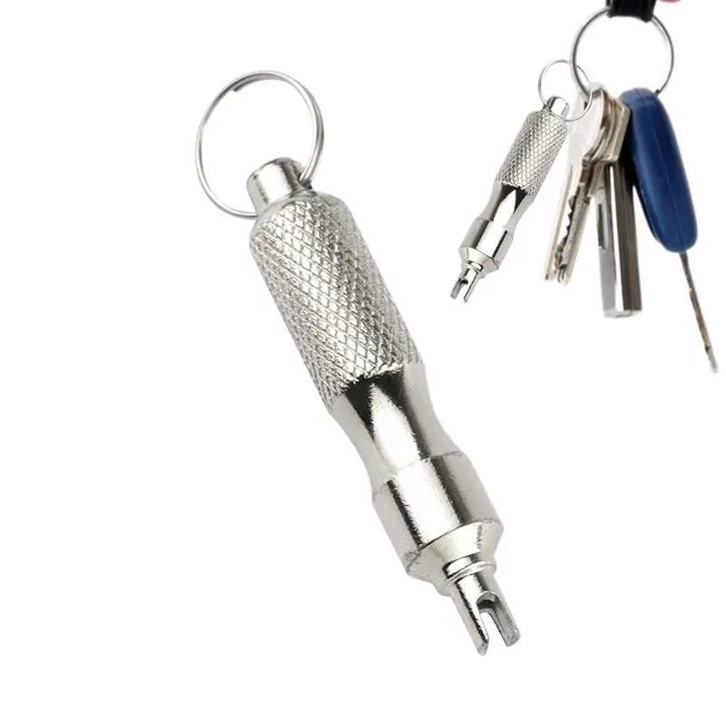 Valve Core Screwdriver For Car Motor Tyre Installation Repair Deflating Screw Driver Tool Stainless Keychain Design