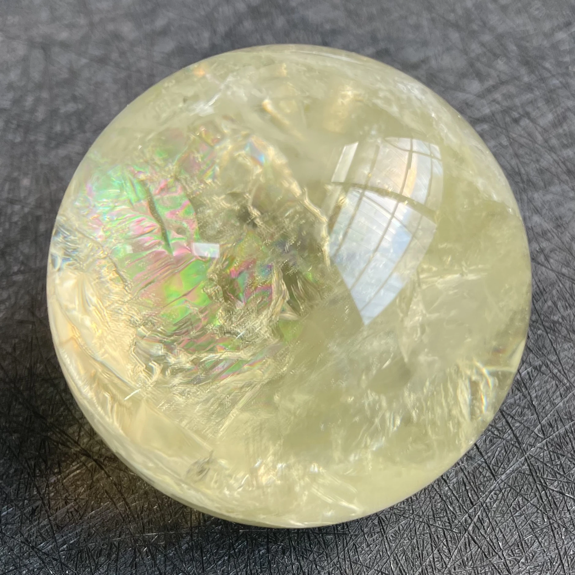 244g Natural Stone Citrine Crystal Ball Rainbow Quartz Sphere Polished Rock Reiki Healing B12