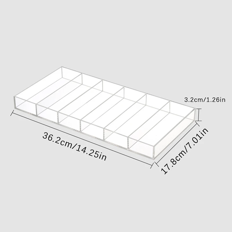 Clear Acrylic Sunglass Holder Display Tray With 6 Compartments, Drawer Organizer Storage Case For Sunglasses Makeup Drawers Tray