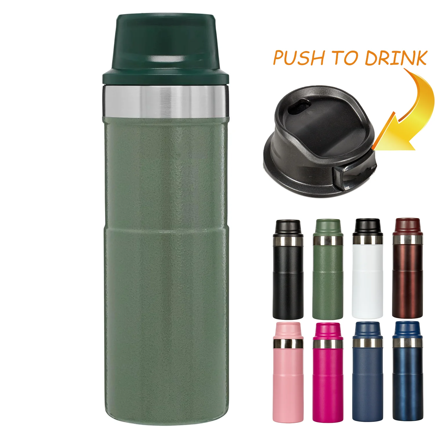 500ml Bpa Free Classic Trigger Action Travel  Coffee Mug 16OZ Double Wall Cup Insulated Sports Portable Water Bottle