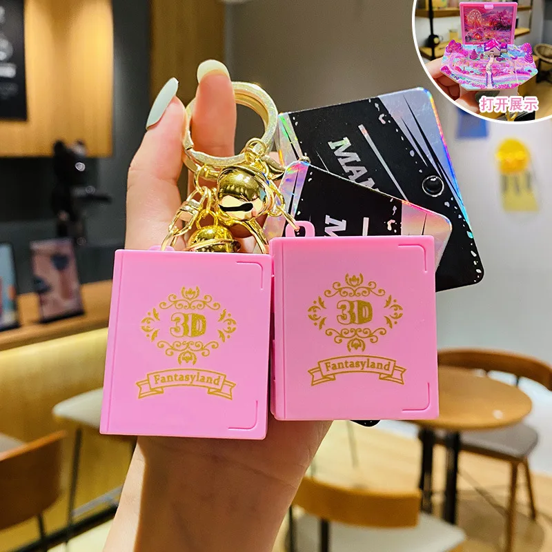 Creative Stereoscopic 3D Dream Castle Book Keychain Pendant Fashion Trendy Exquisite Dream Castle Student Toys Bag Pendant